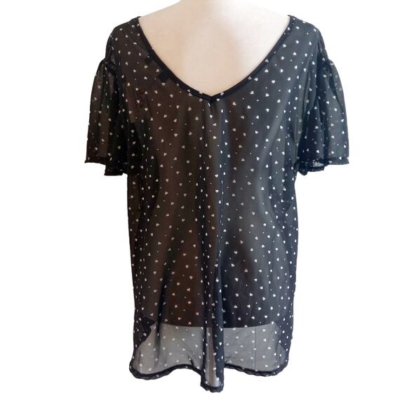 Elizabeth Sheer V-Neck Faux Button Up Top - Picture 7 of 8